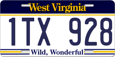 WV license plate 1TX928