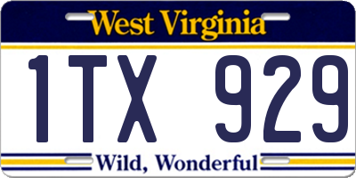 WV license plate 1TX929