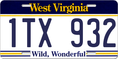 WV license plate 1TX932