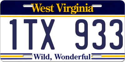 WV license plate 1TX933