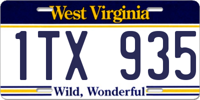 WV license plate 1TX935