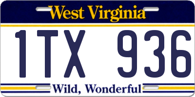 WV license plate 1TX936