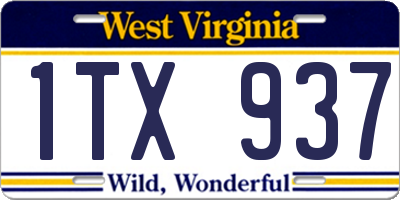 WV license plate 1TX937