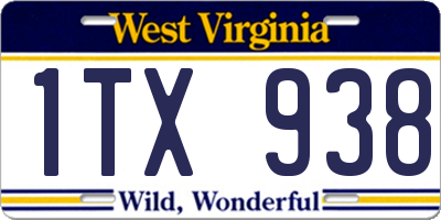 WV license plate 1TX938