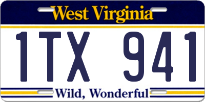 WV license plate 1TX941