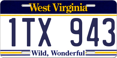 WV license plate 1TX943