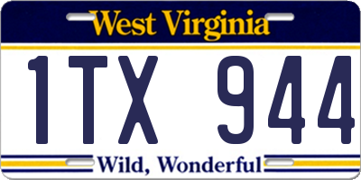 WV license plate 1TX944