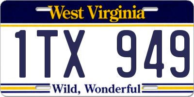 WV license plate 1TX949