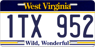 WV license plate 1TX952