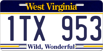WV license plate 1TX953