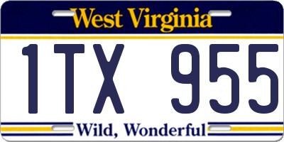 WV license plate 1TX955