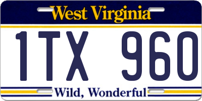 WV license plate 1TX960