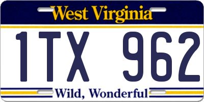 WV license plate 1TX962
