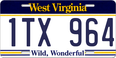 WV license plate 1TX964