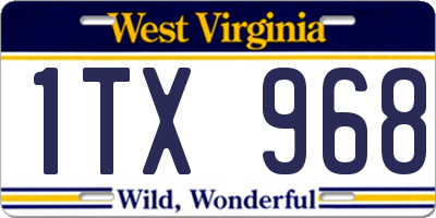 WV license plate 1TX968