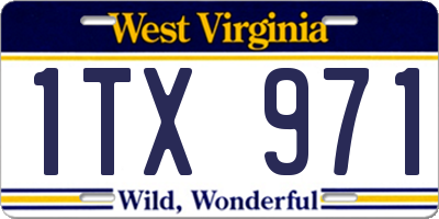 WV license plate 1TX971