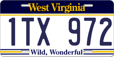 WV license plate 1TX972