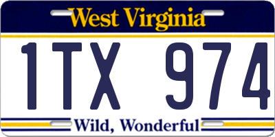 WV license plate 1TX974