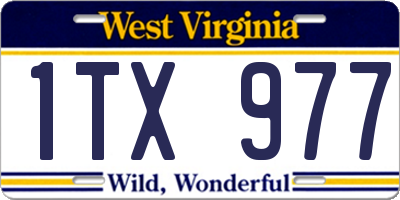 WV license plate 1TX977