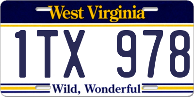 WV license plate 1TX978
