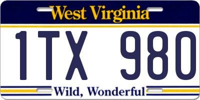 WV license plate 1TX980