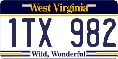 WV license plate 1TX982