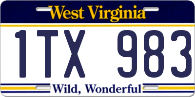 WV license plate 1TX983