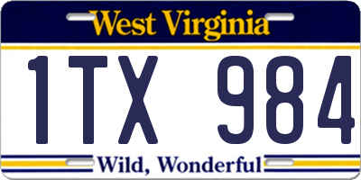 WV license plate 1TX984