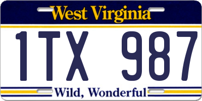 WV license plate 1TX987