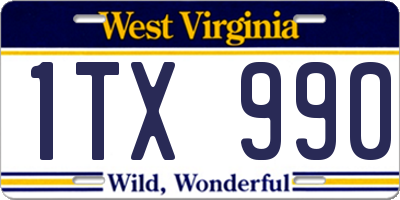 WV license plate 1TX990