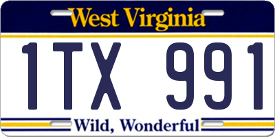 WV license plate 1TX991