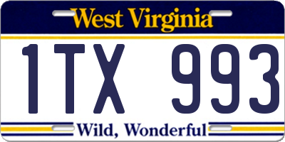 WV license plate 1TX993