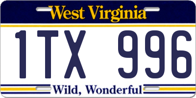WV license plate 1TX996