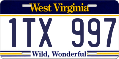 WV license plate 1TX997