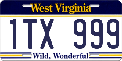 WV license plate 1TX999