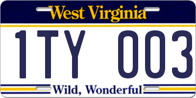 WV license plate 1TY003