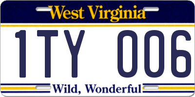 WV license plate 1TY006