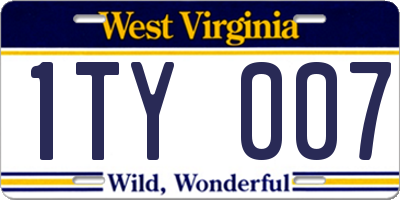 WV license plate 1TY007
