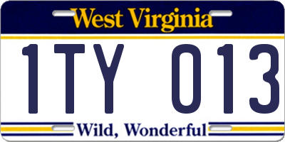 WV license plate 1TY013