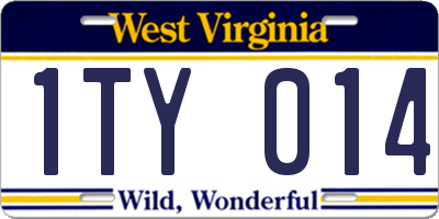 WV license plate 1TY014