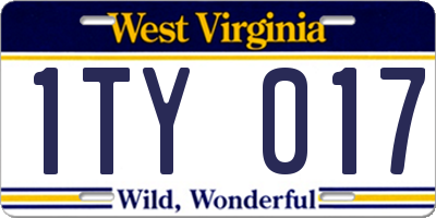 WV license plate 1TY017