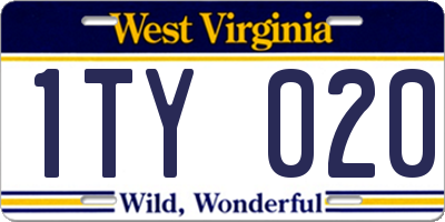 WV license plate 1TY020