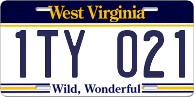 WV license plate 1TY021