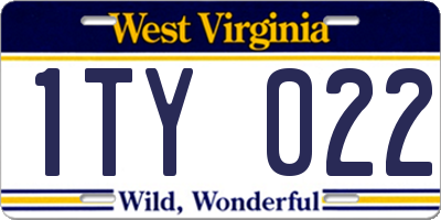 WV license plate 1TY022
