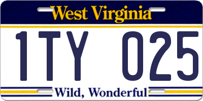 WV license plate 1TY025
