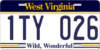 WV license plate 1TY026