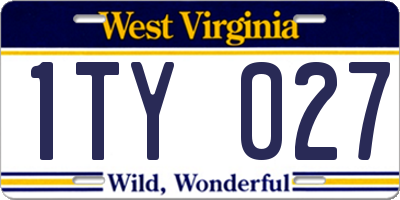 WV license plate 1TY027
