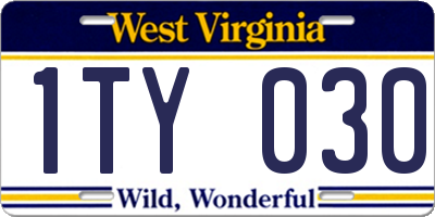 WV license plate 1TY030