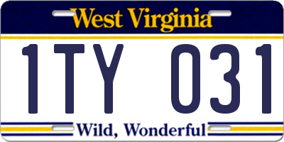WV license plate 1TY031