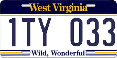 WV license plate 1TY033